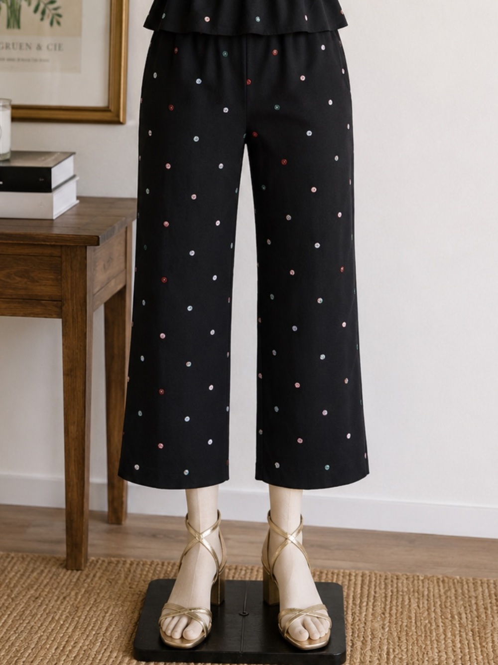 Hill House home Jewel Jammie Pant in Black w/ multicolor Jewels sz XS